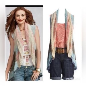 CAbi 216 Line Up Circle Vest Cardigan Shrug Wrap Sweater S Small Open Front